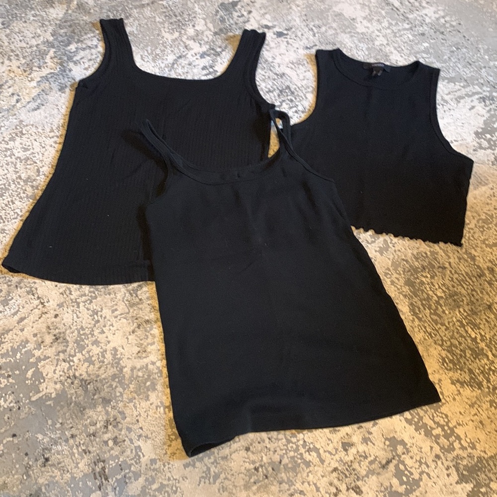3 black tank tops